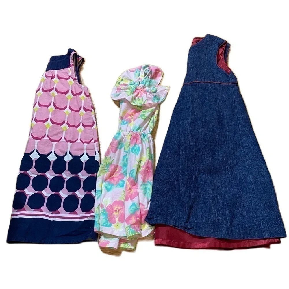 Sz 5 5T Dress Bundle Children’s Place Gap Gymboree Denim Blue Pink Floral